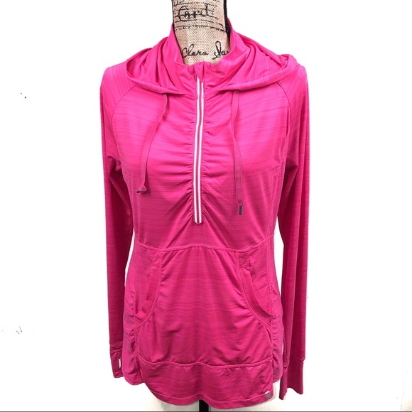 Tangerine Tops - Tangerine Athletic Hoodie Half Zip-UP Hot Pink